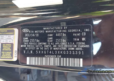 2019 Kia Optima Lx from USA, damaged, VIN 5XXGT4L3XKG333391